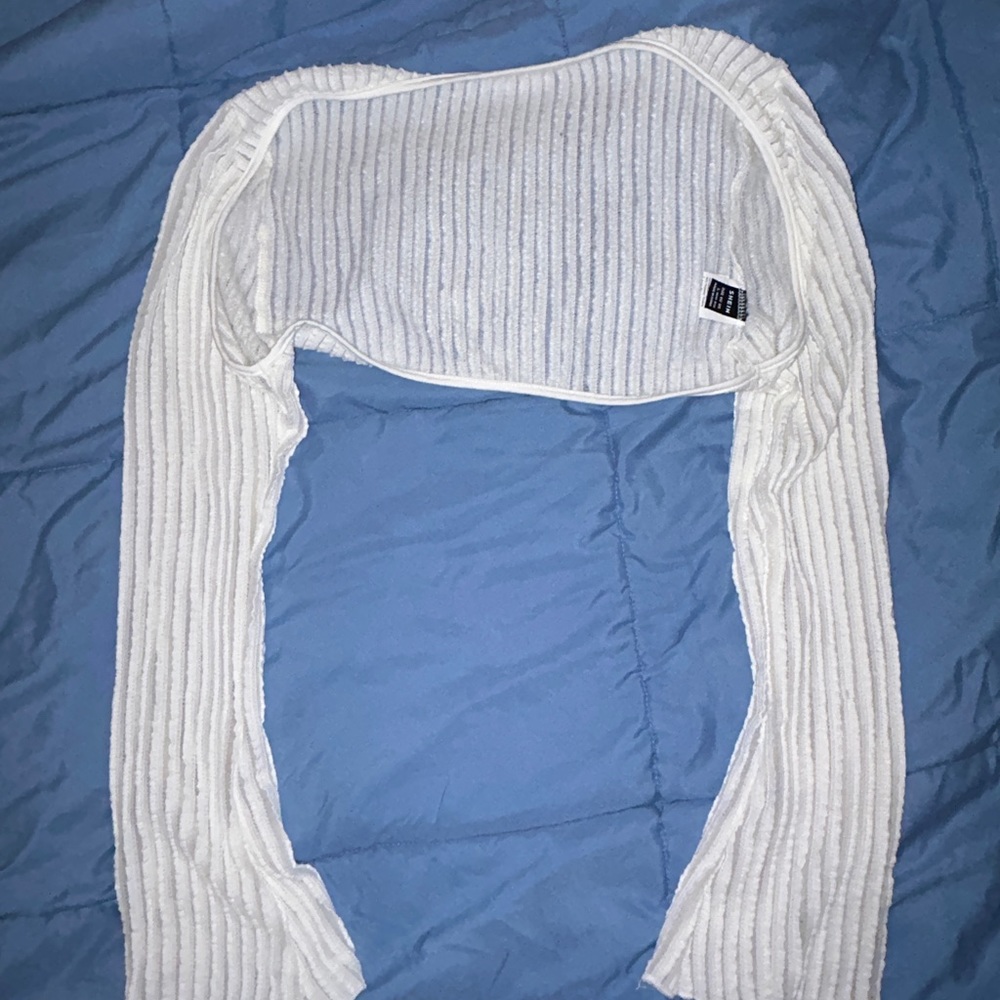 Shein White Ribbed Shawl
